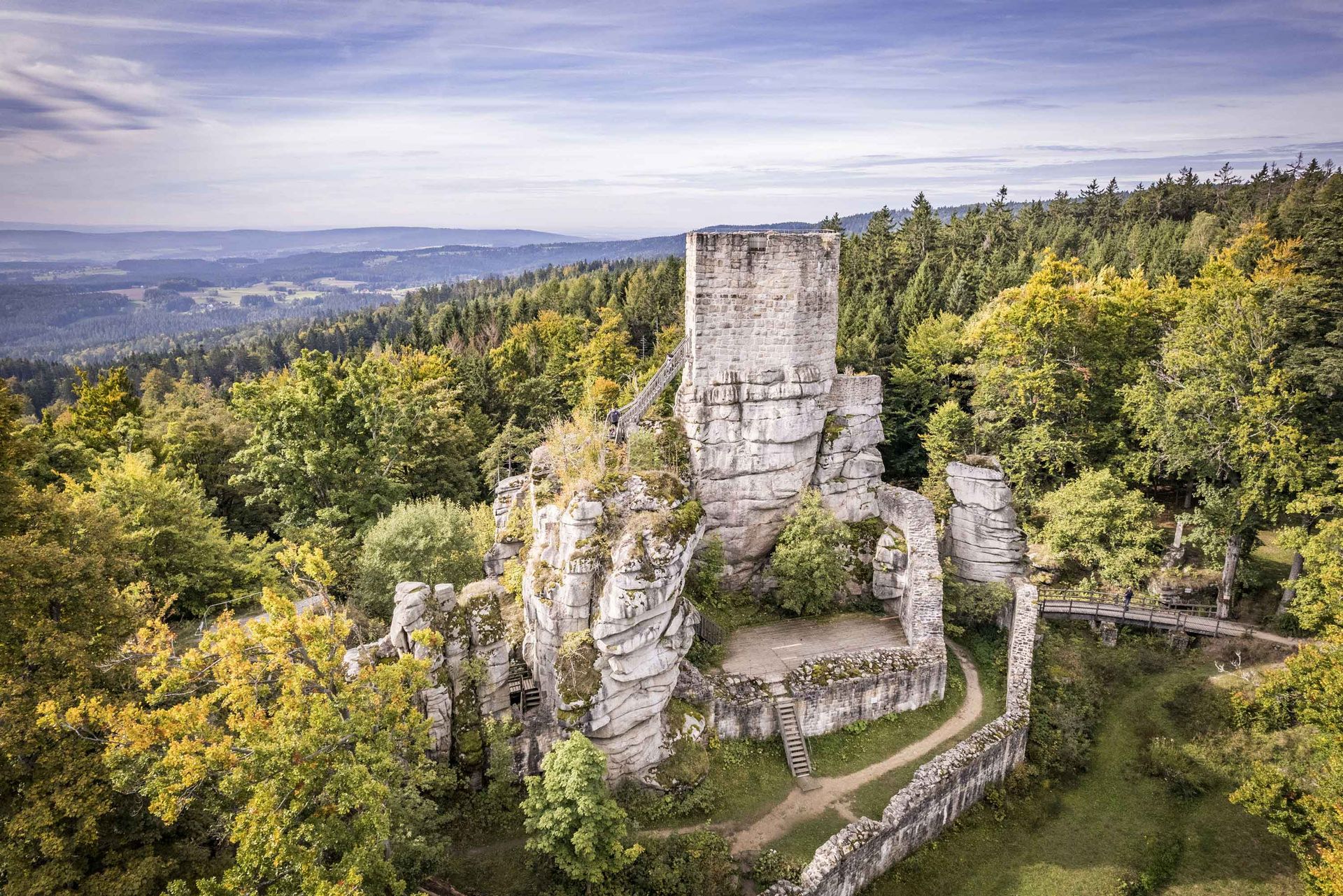 Burganlage im Wald