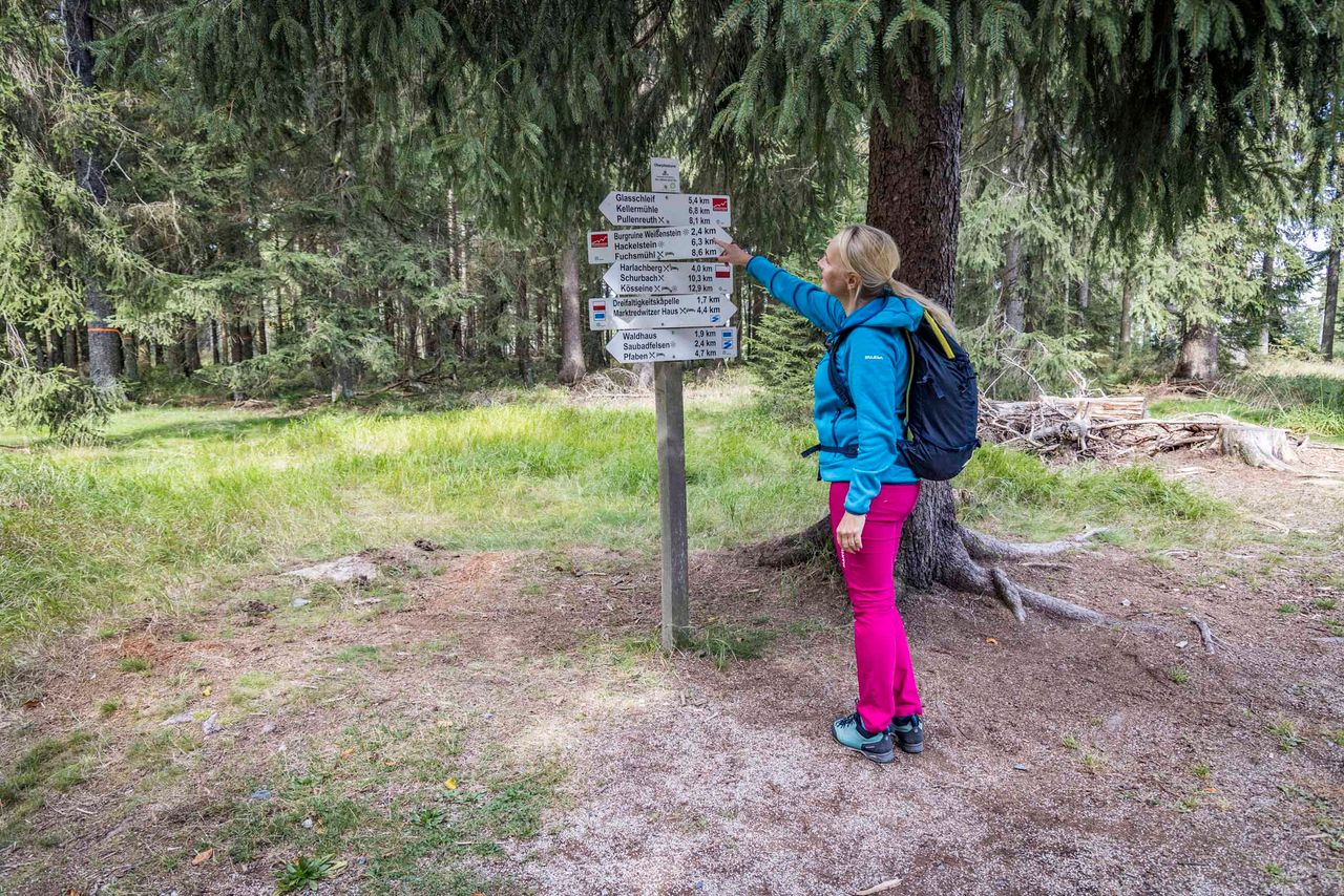 Wanderwegweiser im Naturpark Steinwald